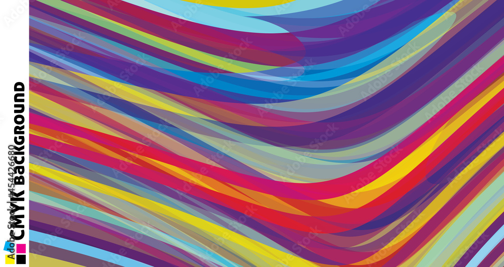 Aufkleber Multicolor background with colorful irregular curved stripes. Catchy vector pattern
