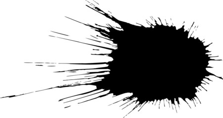 Black Ink watercolor drop on white background.