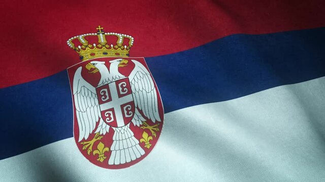 A closeup shot of flatting flag of serbia