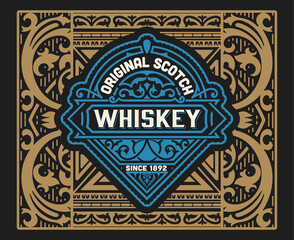 Whiskey label with old frames