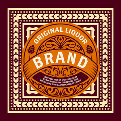 Whiskey label with old frames