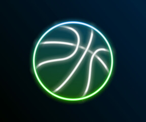 Glowing neon line Basketball ball icon isolated on black background. Sport symbol. Colorful outline concept. Vector