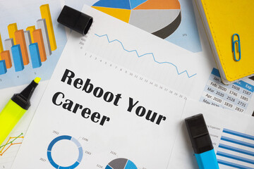  Reboot Your Career phrase on the piece of paper. - obrazy, fototapety, plakaty