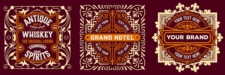 Set of 3 vintage labels for packing