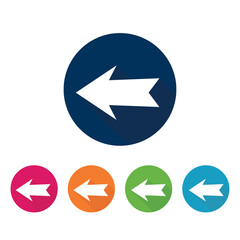 Left arrow icon, set of 5 buttons in different colors.