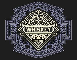 Whiskey label with old frames