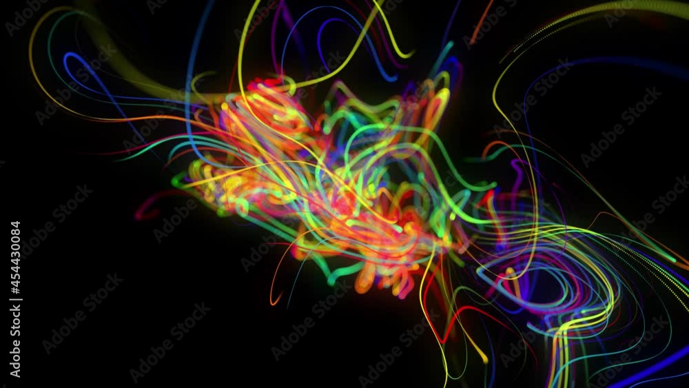 Poster abstract background flow of glow lines or light streaks. running lights particles form in 3d space g