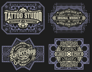 Set of 4 vintage labels for packing