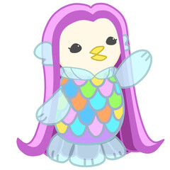 手を上に伸ばす可愛いアマビエのイラスト