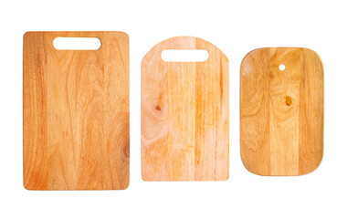 Group of wooden tray on white background