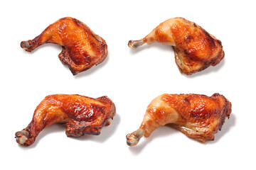 Thai style grilled chicken on white background