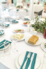 Wedding tables set. Buffet tables.