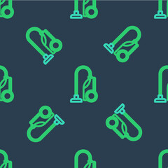 Line Vacuum cleaner icon isolated seamless pattern on blue background. Vector