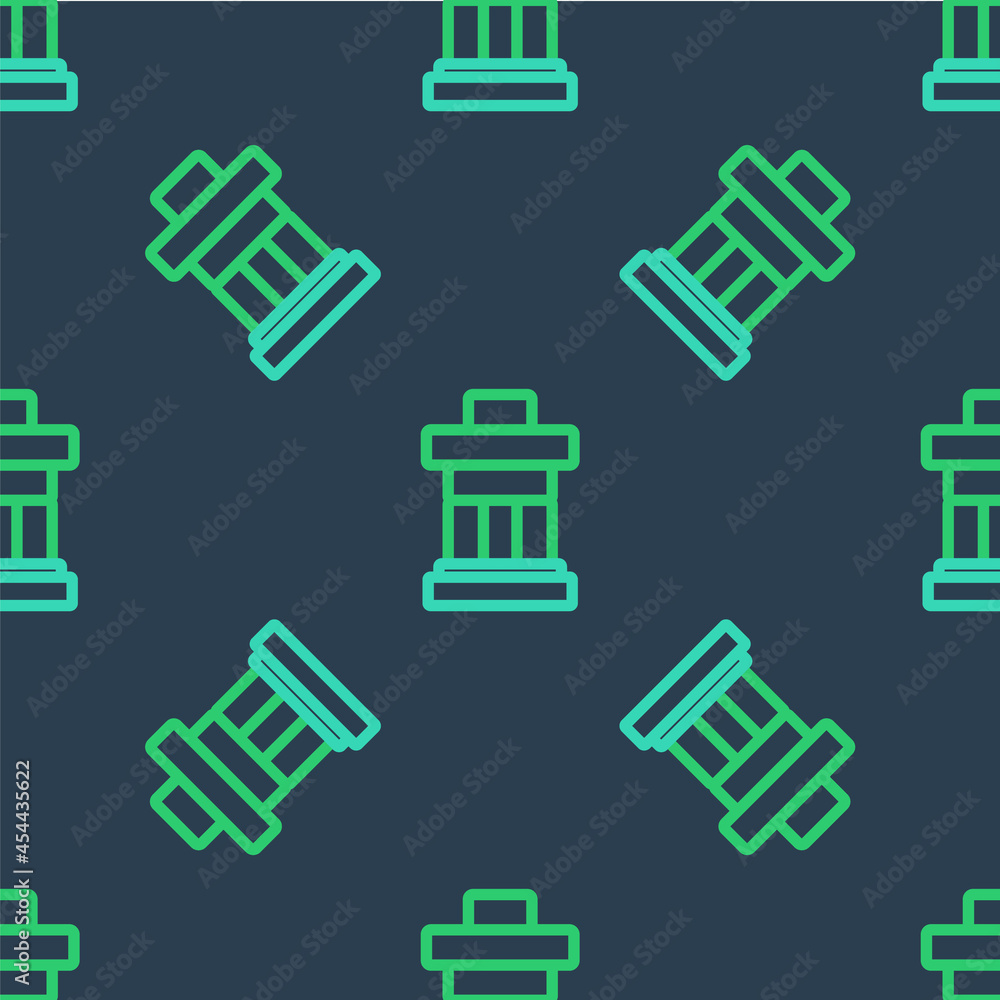 Poster line inukshuk icon isolated seamless pattern on blue background. vector