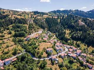 Fototapeta na wymiar Aerial view of village of Momchilovtsi, Bulgaria