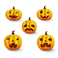 set pumpkins face halloween