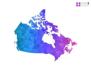 Vector Canada map colorful polygon triangle mosaic with white background. style gradient.