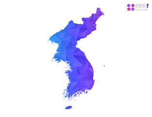 Vector Korea map colorful polygon triangle mosaic with white background. style gradient.