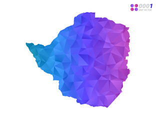 Vector Zimbabwe map colorful polygon triangle mosaic with white background. style gradient.