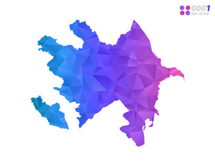 Vector Azerbaijan map colorful polygon triangle mosaic with white background. style gradient.