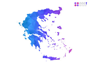Vector Greece map colorful polygon triangle mosaic with white background. style gradient.