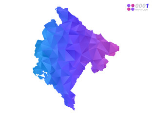 Vector Montenegro map colorful polygon triangle mosaic with white background. style gradient.