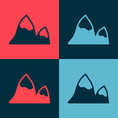 Pop art Mountains icon isolated on color background. Symbol of victory or success concept. Vector