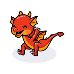 Cute red little dragon cartoon