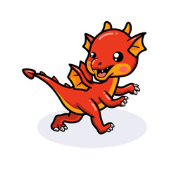 Cute red little dragon cartoon