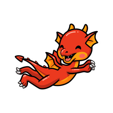 Cute red little dragon cartoon