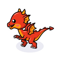 Cute red little dragon cartoon