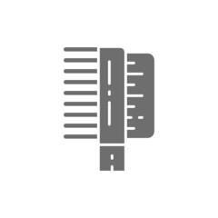 Hair comb, hairbrush grey icon. Isolated on white background