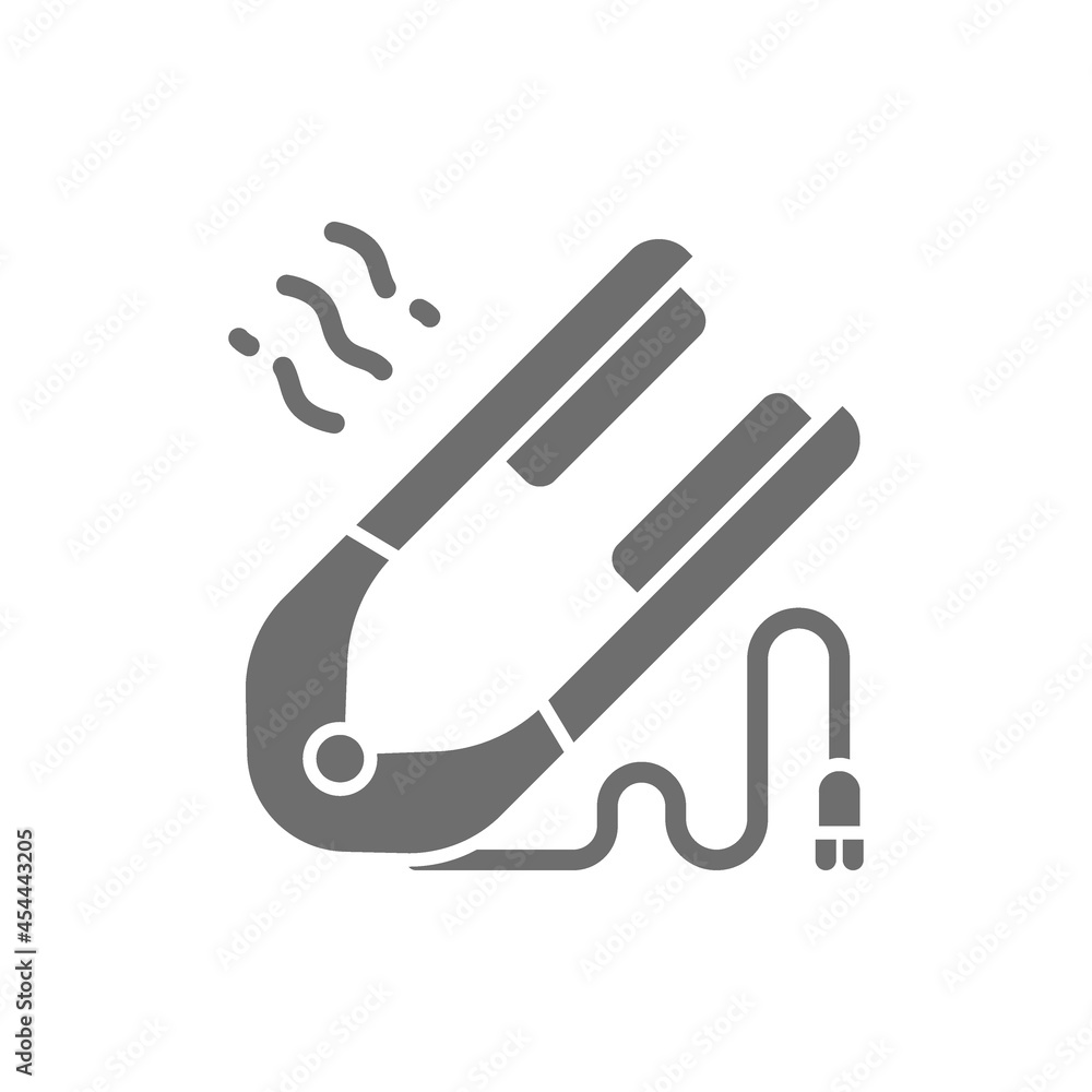 Wall mural Hair straightener, barber tool grey icon. Isolated on white background