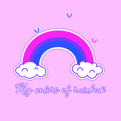 Bisexual rainbow. Cute cartoon LGBT sticker in bisexuality flag colors. Vector illustration.