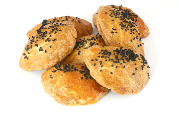 Turkish Pastry Pogaca on white background. Traditional Bakery.