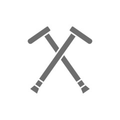 Crutches, walking sticks, crutch grey icon. Isolated on white background
