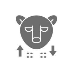 Bear, stock market, finance trade grey icon.