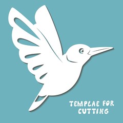 Template for laser cutting, wood carving, paper cut. Silhouettes for cutting. Bird vector stencil