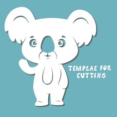 Template for laser cutting, wood carving, paper cut. Silhouettes for cutting. Koala vector stencil