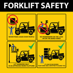 FORKLIFT SAFETY, SIGN AND LABEL VECTOR - obrazy, fototapety, plakaty