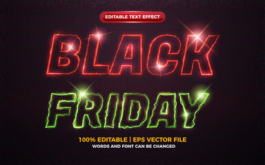 black friday electric Neon light glow shiny bold editable text effect