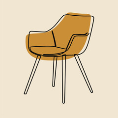 Aesthetic chair oneline continuous line art premium vector