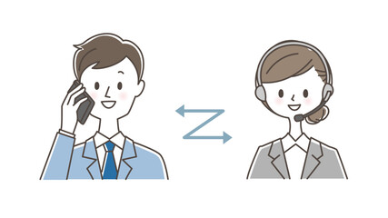 スマホでオペレーターと話す男性