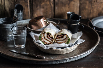 Gourmet Cafe Chicken Schnitzel Wrap Sandwich