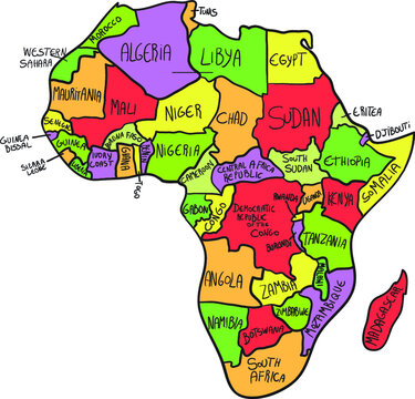cartoon map of the african continent