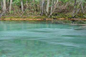 エメラルドグリーンの梓川の流れ＠上高地、長野