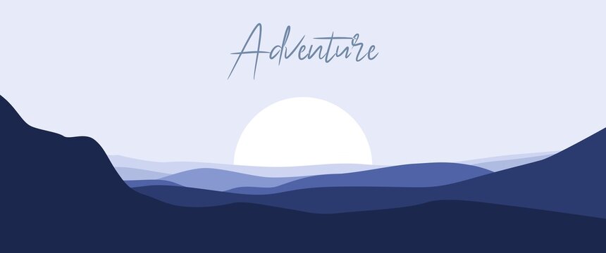 3440 x 1440 nature landscape silhouette vector illustration, mountain landscape nature illustration. Good for background, backdrop, banner, minimalist background, wallpaper.