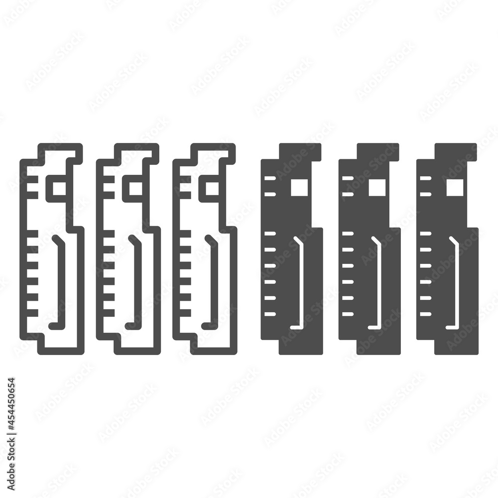 Poster compact pcb three part line and solid icon, electronics concept, printed circuit board fragment vect