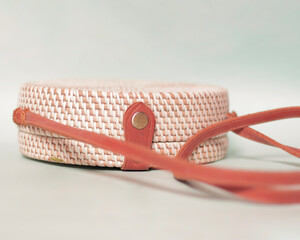 The round bag made of rattan is very environmentally friendly. Rattan bag with a simple and elegant...