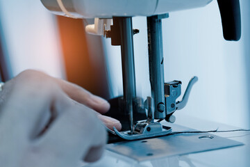 sew machine closeup hand, sewing
